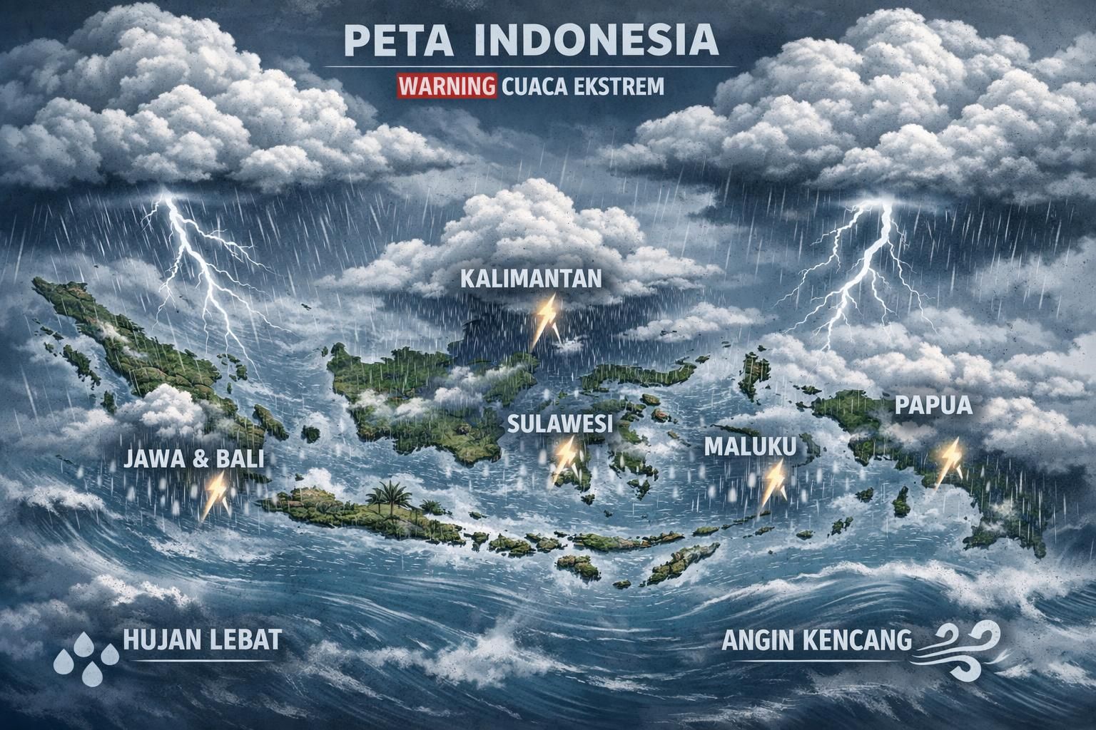 bmkg memperingatkan kemungkinan cuaca ekstrem di beberapa daerah indonesia, termasuk hujan lebat, angin kencang, dan badai. waspadai perubahan cuaca dan ikuti update terbaru demi keselamatan.