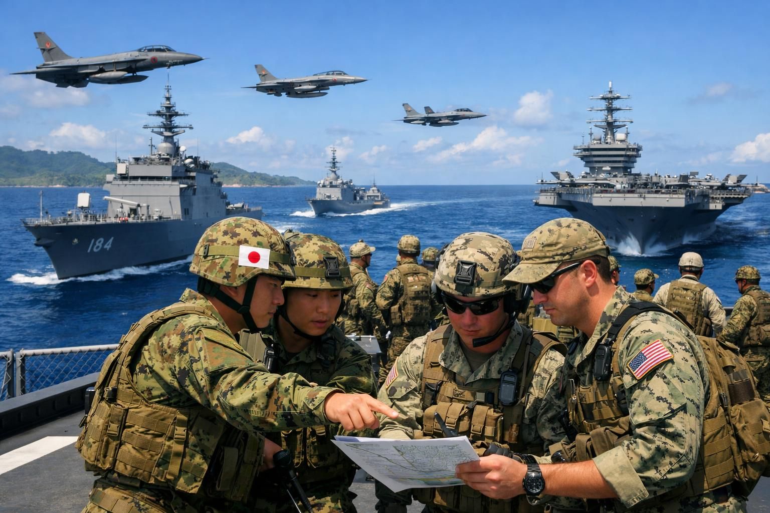 jepang dan amerika serikat mengadakan latihan militer bersama di kawasan indo-pasifik untuk memperkuat kerja sama dan kemitraan strategis.