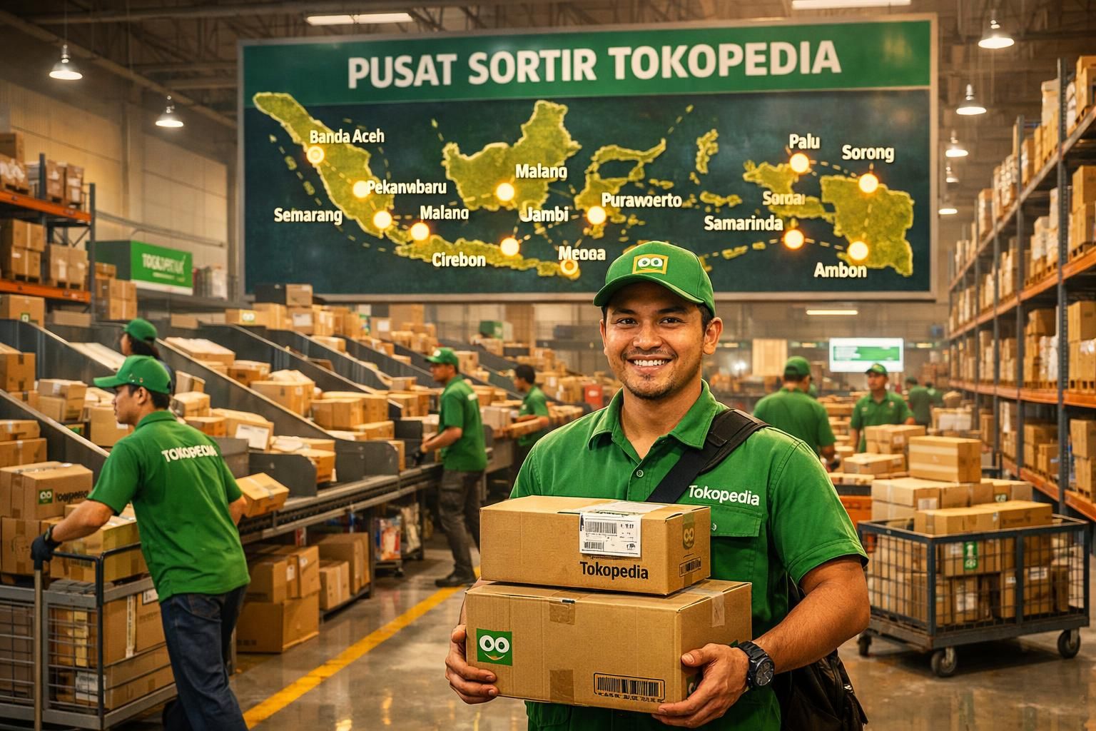 tokopedia memperluas program logistik cepatnya ke 12 kota baru di indonesia, meningkatkan layanan pengiriman yang lebih cepat dan efisien untuk pelanggan di berbagai wilayah.