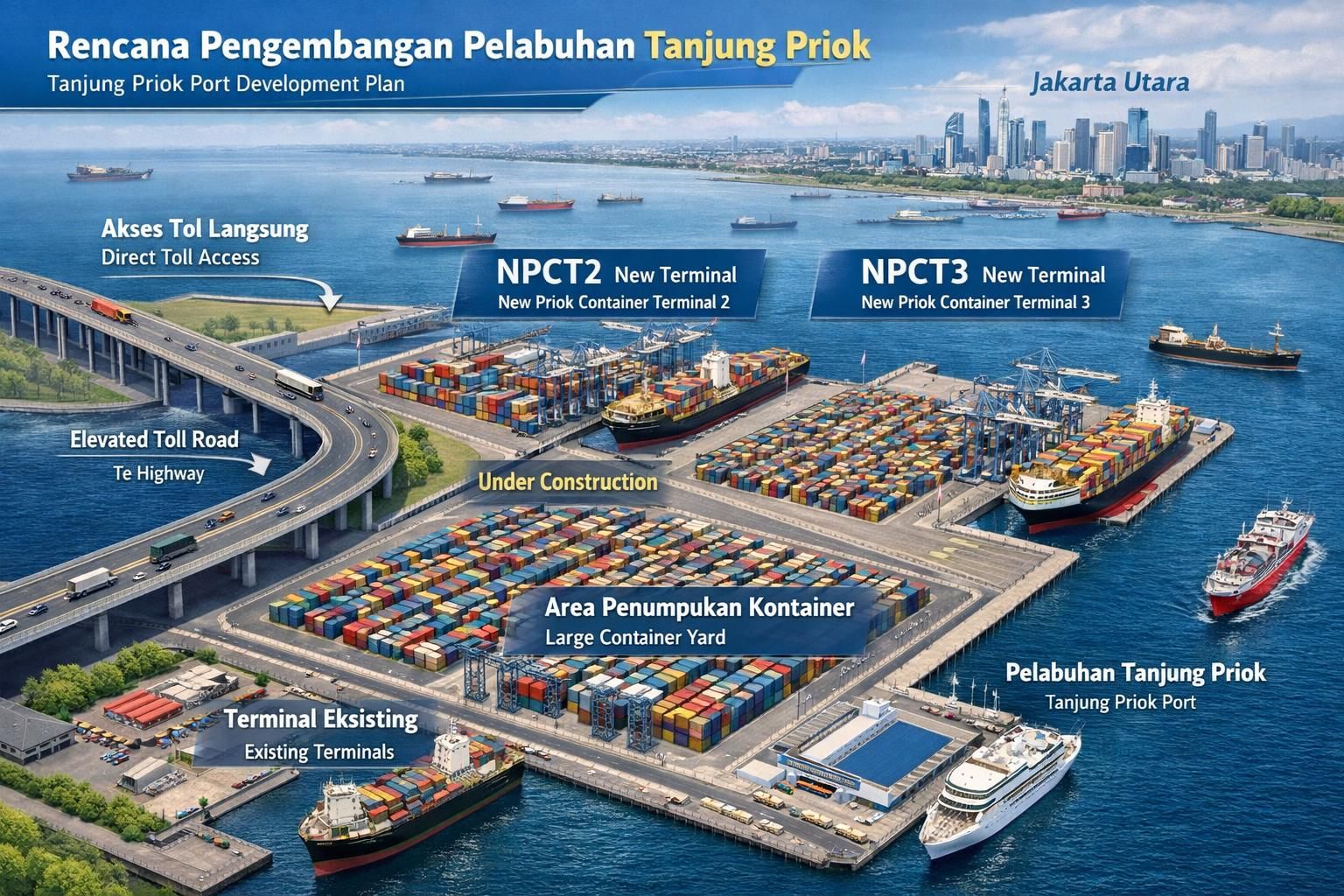 aktivitas pelabuhan tanjung priok meningkat pesat mengikuti lonjakan perdagangan nasional di jakarta, memperkuat peran penting pelabuhan ini dalam mendukung ekonomi indonesia.