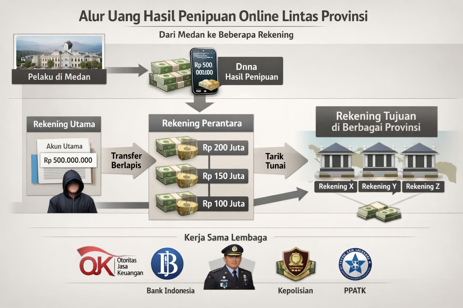 polisi sedang menyelidiki jaringan penipuan online yang beroperasi lintas provinsi dari medan, mengungkap modus operandi dan pelaku kejahatan siber.